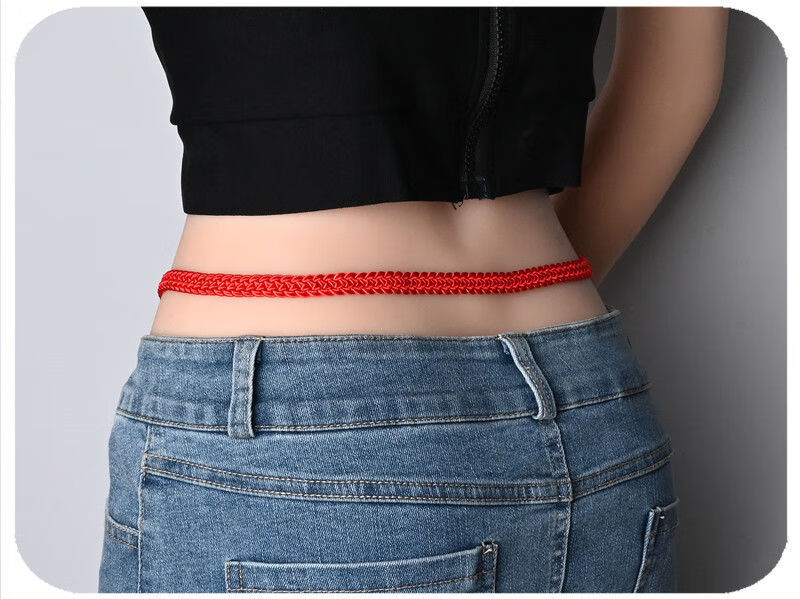 红腰带女本命年手工精编本命年铜钱红腰带五帝钱红加粗加长红腰绳胖子