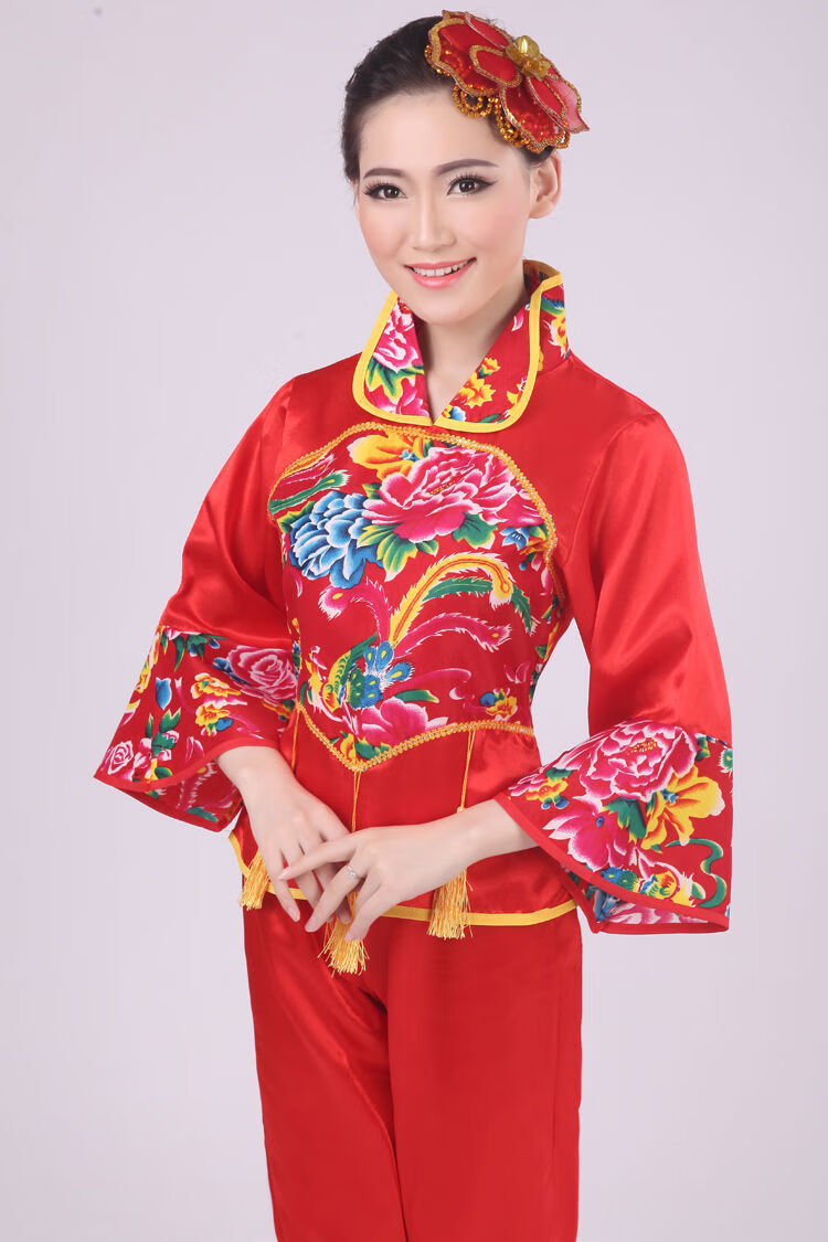 冬季精选秧歌服女装民族舞蹈演出服装腰鼓舞扇子舞广场舞表演服装绿色