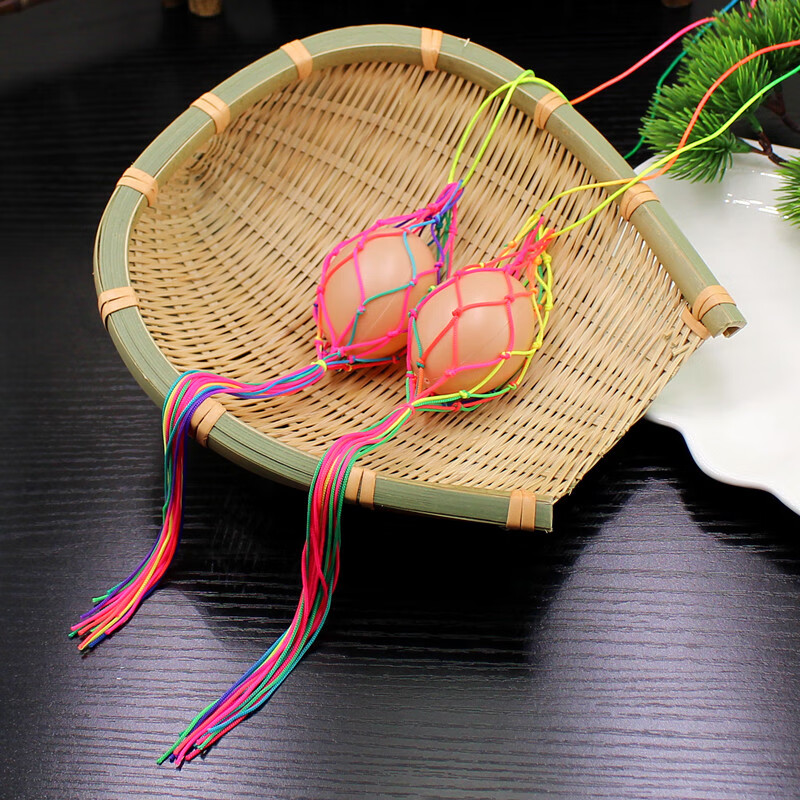 duti立夏幼儿园儿童蛋兜端午节五彩鸡蛋鸭蛋挂脖蛋网蛋袋手工编织成品