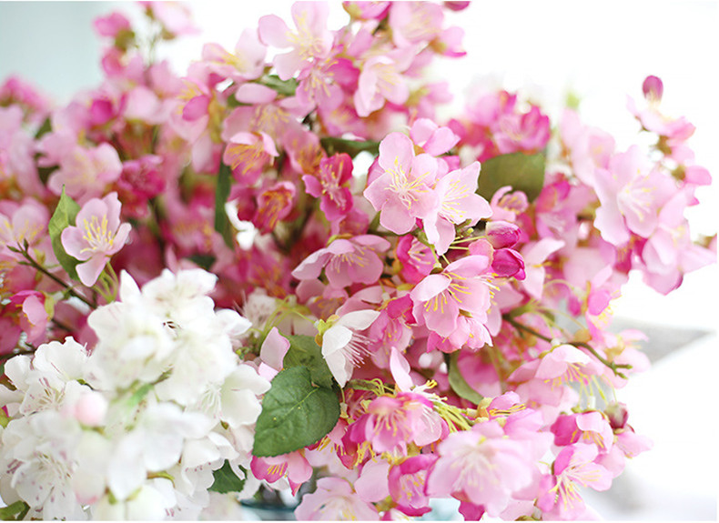 花艺赫 假花仿真花套装装饰花客厅摆件花束樱花绢花盆栽家居客厅电视