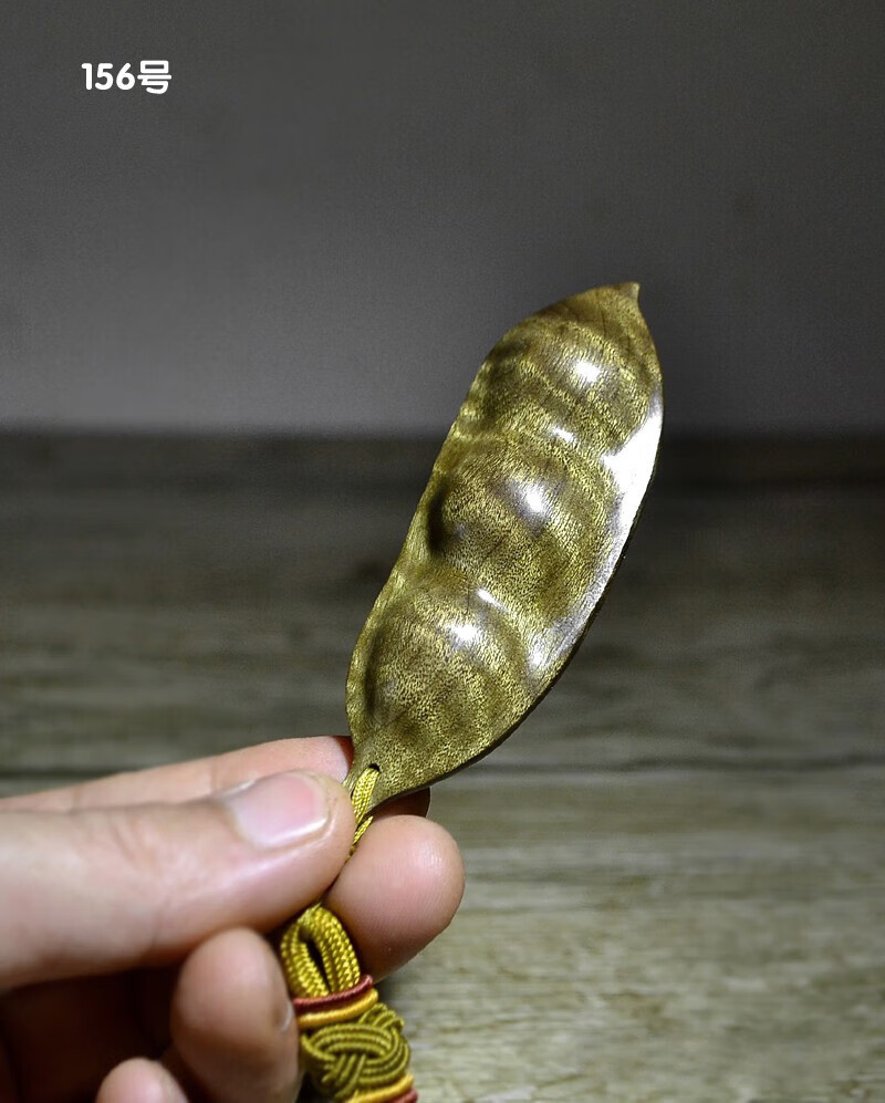 秋痕 木雕豆角手把件 福豆豌豆荚乌木阴沉木金丝楠木手把玩件文玩挂件