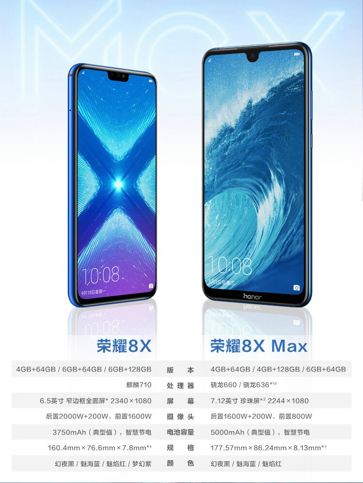 全新款手机honor荣耀荣耀8xmax华为官网4g老年人智能游戏7x旗舰手机