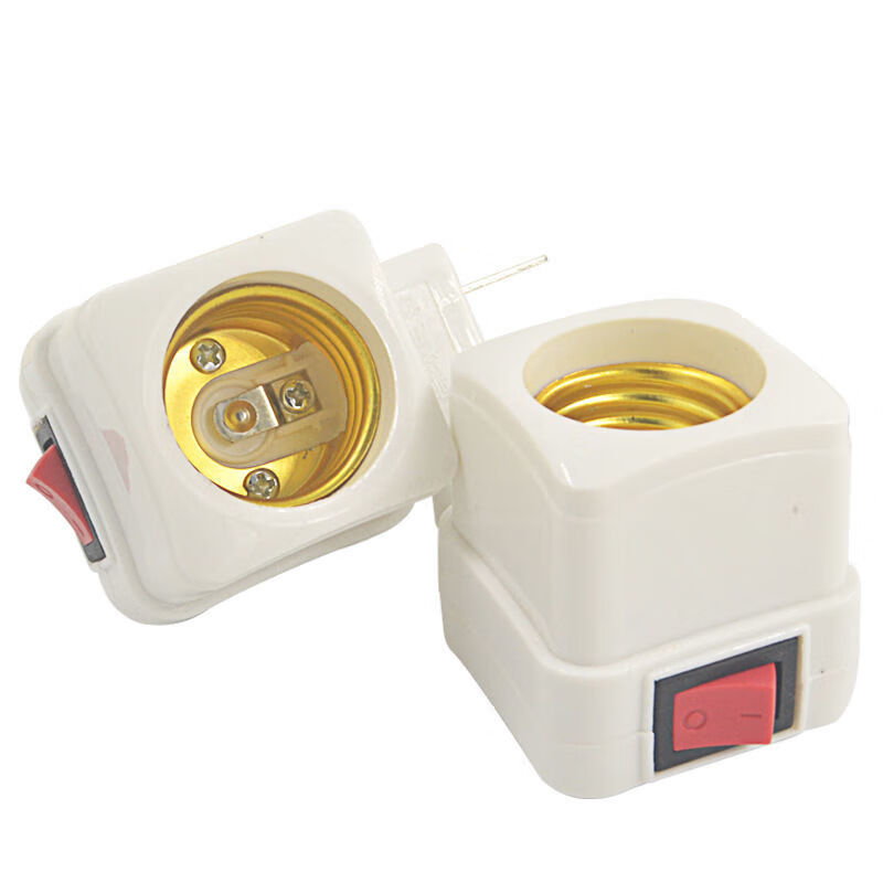 灯头插座带开关灯口灯座e27通用双螺丝口家用宿舍通用灯口转换器my863