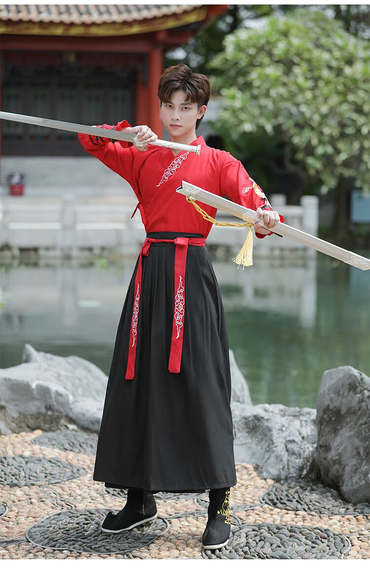 男唐装古风汉服男中国风古风武侠剑客公子学生班服套装汉服古装衣服