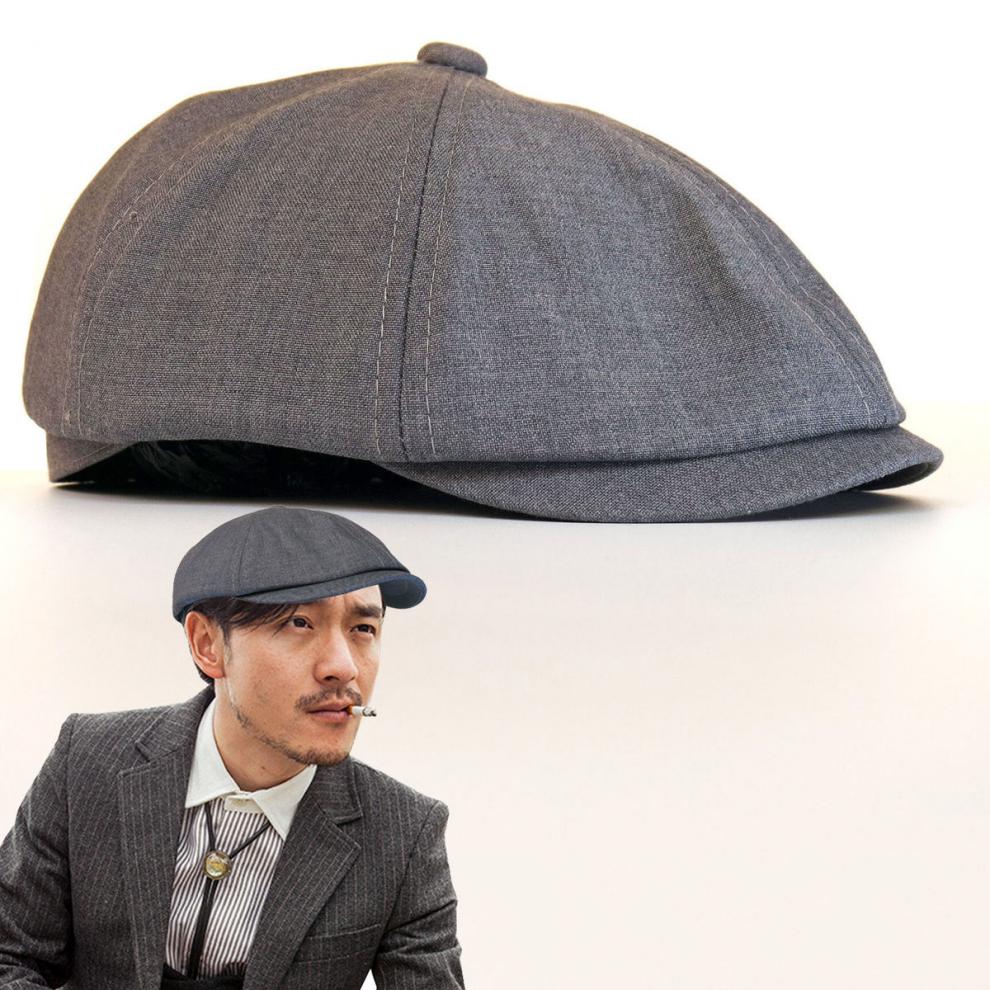 木清清深蓝色西装帽西装布帽子男士反戴鸭舌帽英伦复古画家贝雷帽春