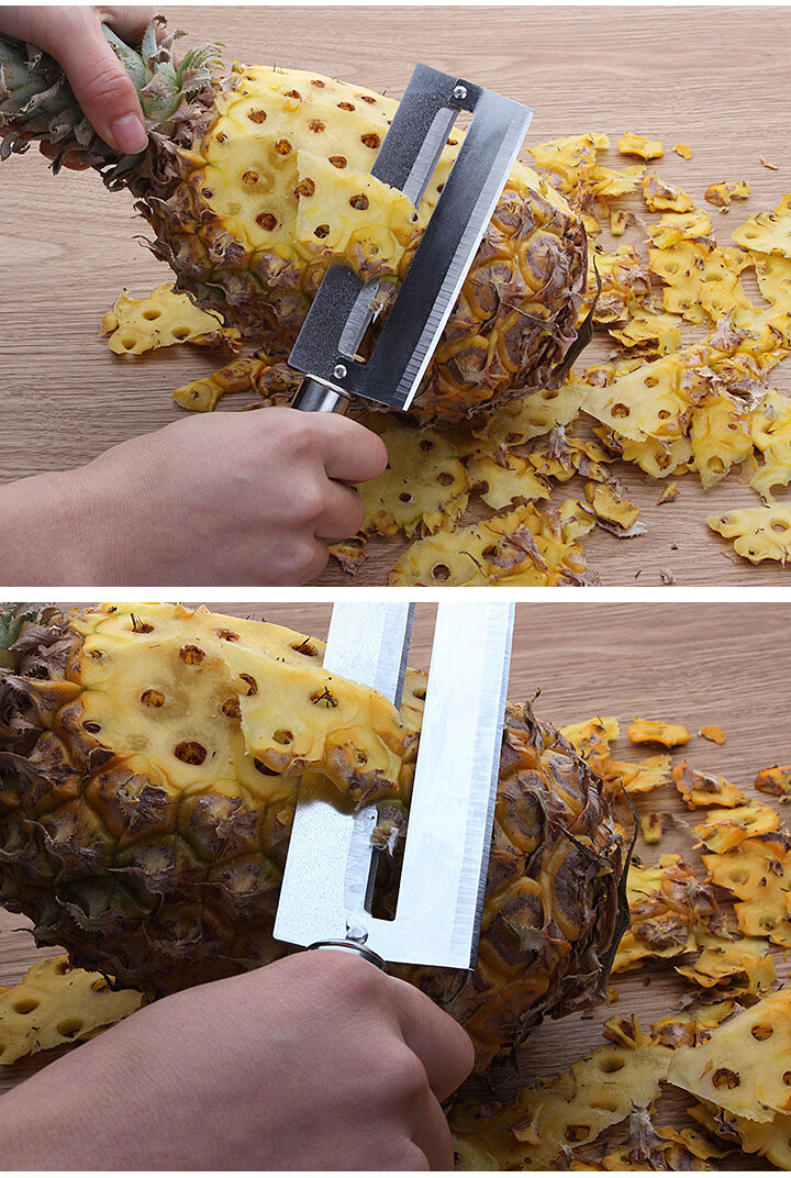 削菠萝神器不锈钢削皮器切菠萝刀具去眼器夹子三角弯刀挖眼去皮器华味