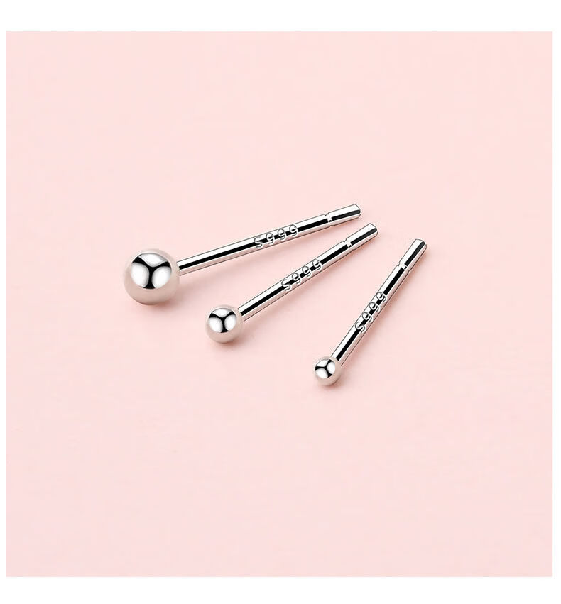 s999纯银养耳洞耳钉小耳棒迷你隐形耳棍男女防过敏耳针学生银耳饰 3mm