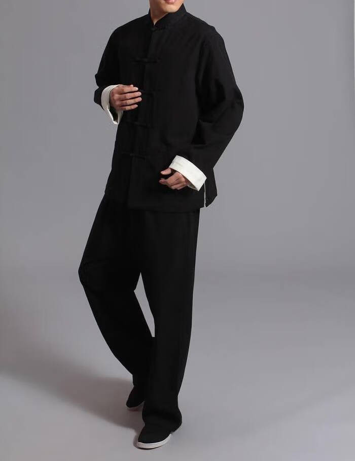 咏春拳服装叶问李小龙唐装古装中国风男士棉老粗布长袖双层外套立领