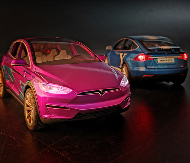 建元仿真车模跑车儿童玩具 仿真建元1:20特斯拉model x合金车模型声光