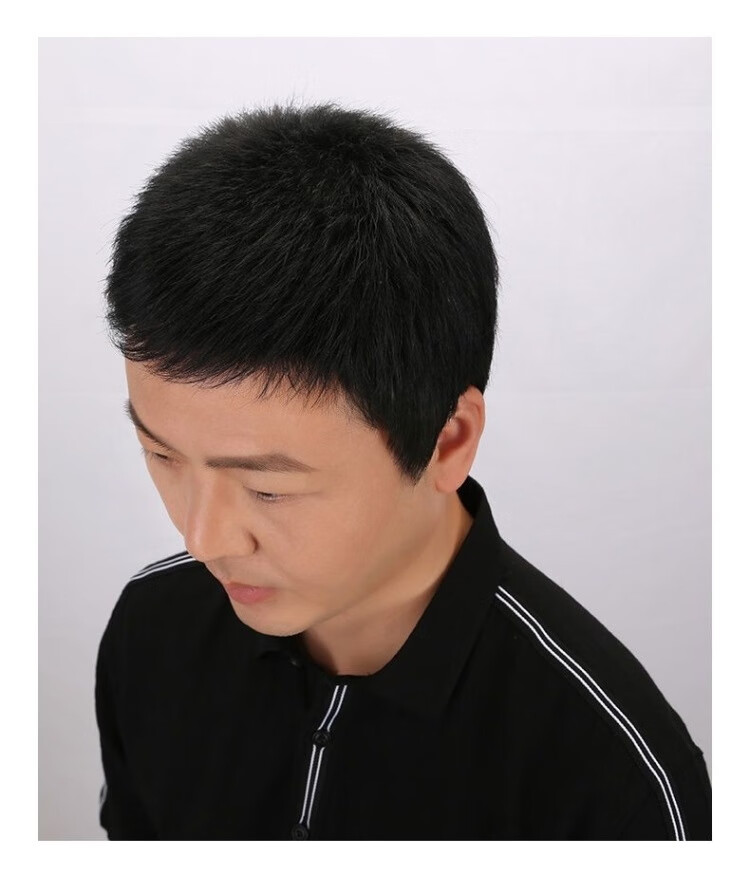 男士光头假发套假发男短发短直发真发中老年全头套帅气毛寸平头男士
