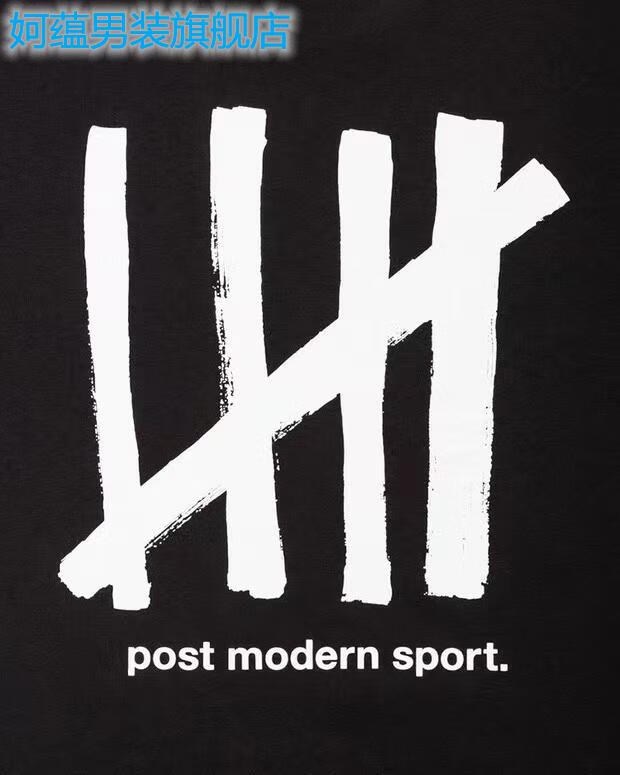 undefeated不败五道杠宽松圆领套头短袖t恤男女夏季潮牌情侣款潮黑色s