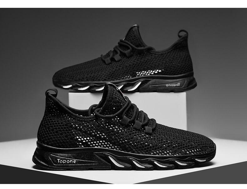 散步鞋男网眼鞋男夏季男鞋透气薄款飞织网面运动跑步休闲网鞋男士网眼