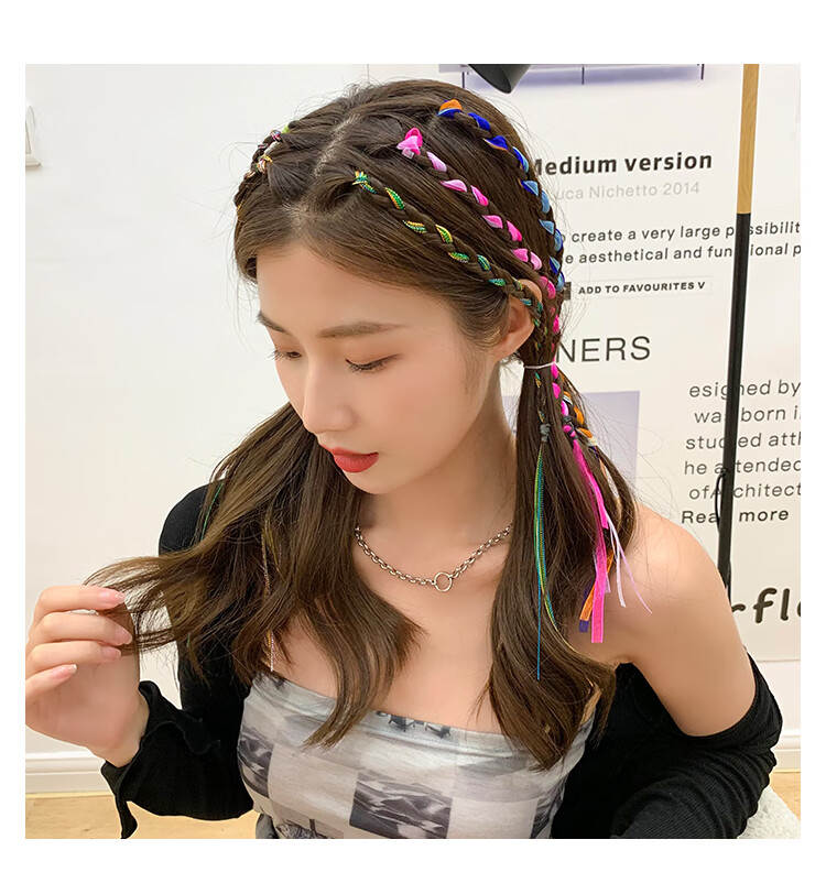 儿童编发彩绳 夏季编发彩绳儿童彩色辫子发绳编头发丝带彩带神器七彩