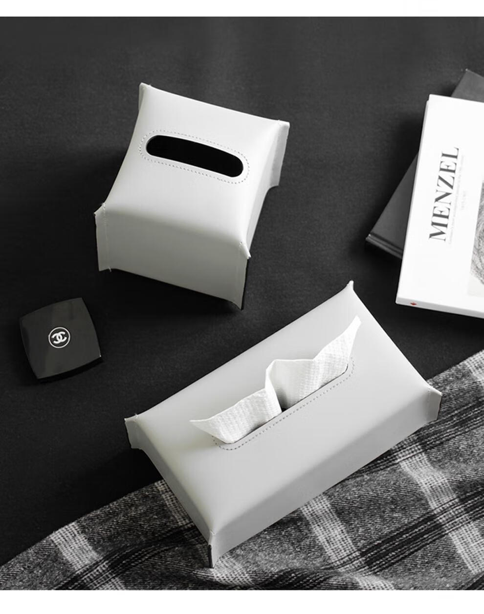 lamomedeco现代轻奢高端皮革纸巾盒客厅家用网红款抽纸盒感方糖缤纷