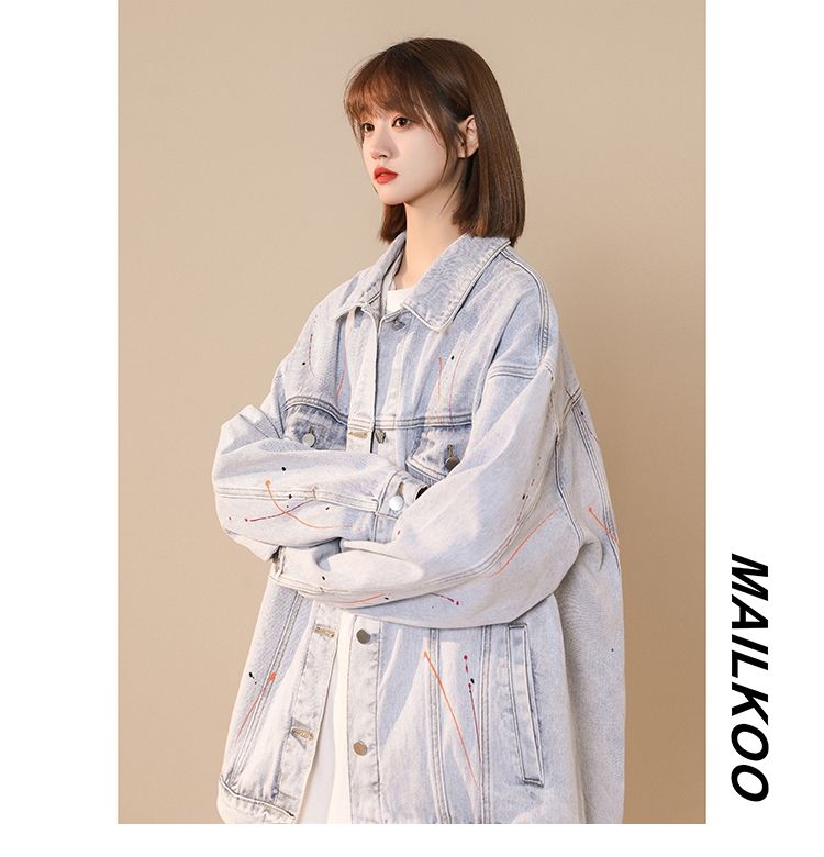 牛仔外套女春夏薄款春秋设计感小众港味炸街上衣浅色牛仔外套女浅蓝色