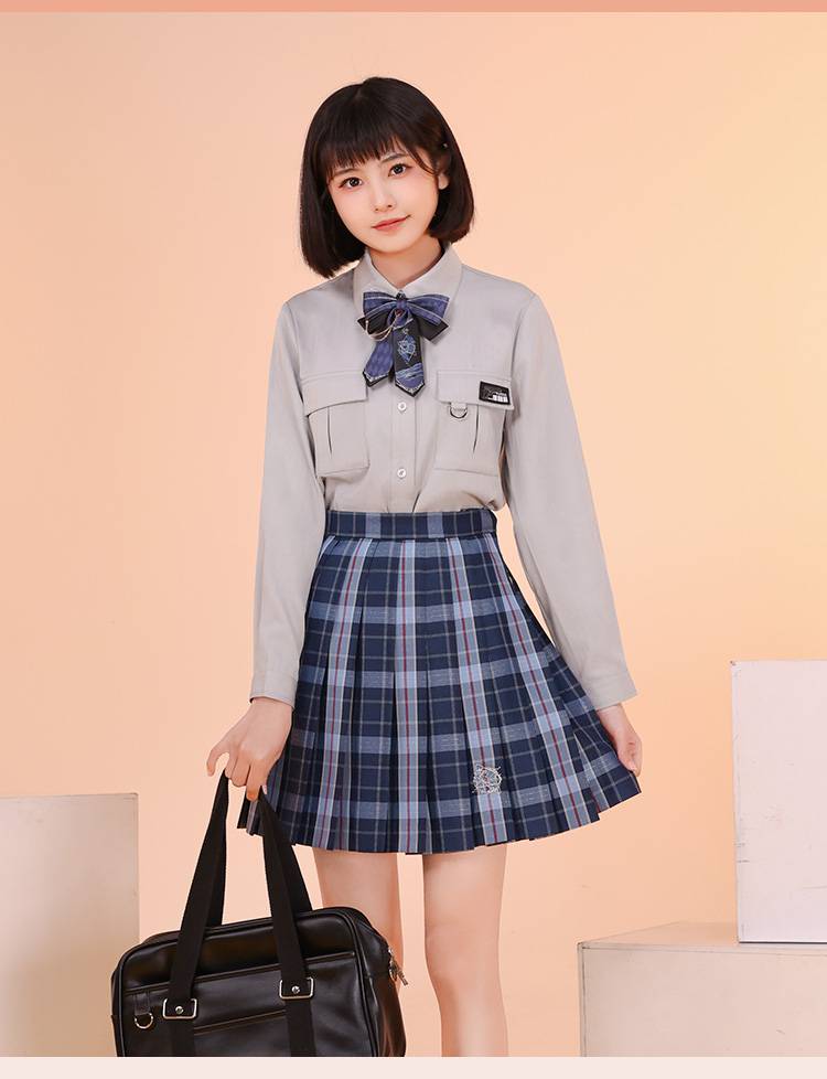 2022新款 破云2吞海衍生服jk制服衬衫格裙快看漫画周边花鱼严江 格裙