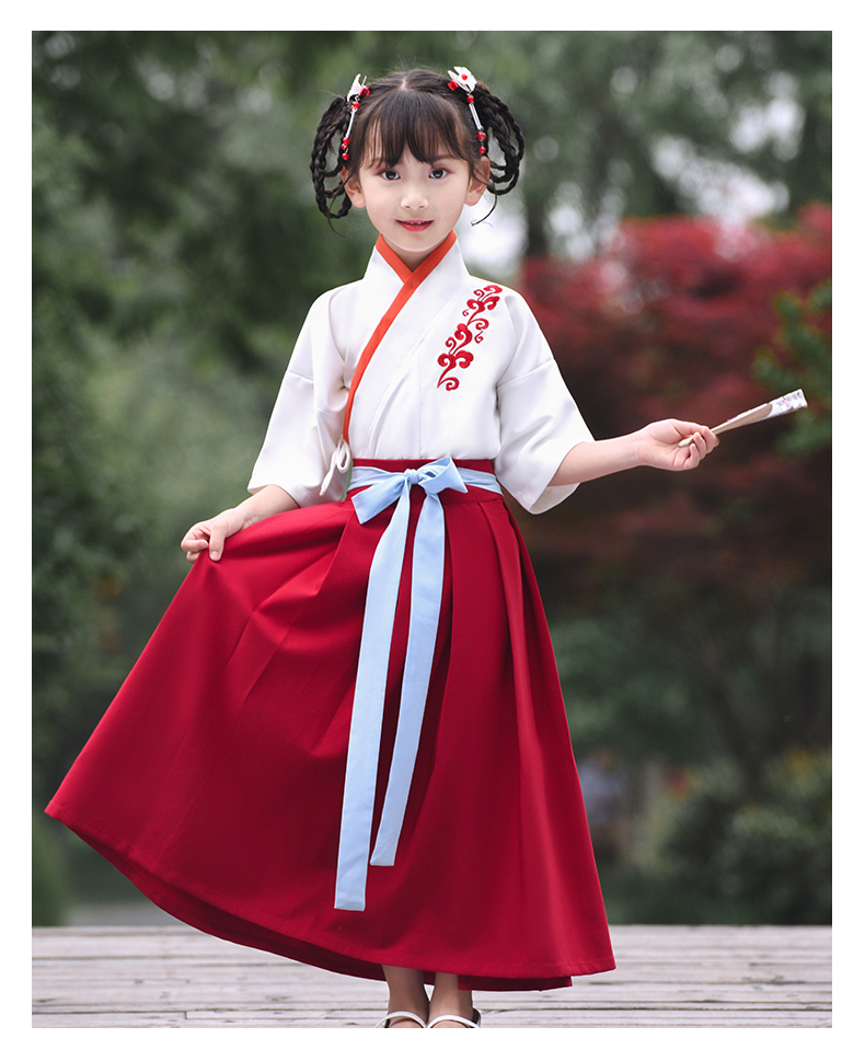 儿童汉服男童书童演出服国学服装儿童古装汉服国学男童短袖服装小学生