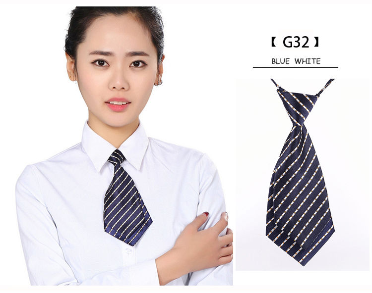 阪铭西装领带双层小领带女条纹职业领带潮流学生领带银行酒店4s店西服