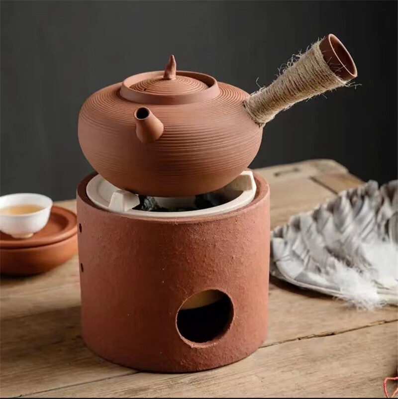 红泥碳炉烧炭炉小火炉风炉功夫煮茶器橄榄炭木炭家用烧水煮茶炉具 直