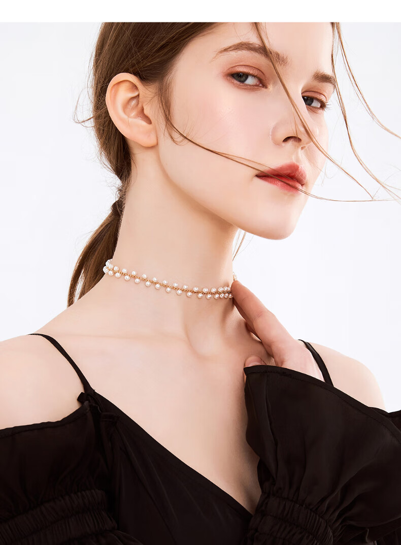 珀芙诺珠宝choker锁骨链女仙气复古短款颈链颈带简约项链气质脖链项圈