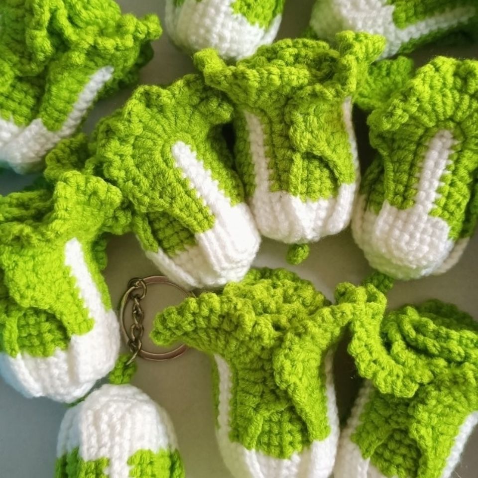 手工钩织成品钥匙扣创意礼品白菜百财手工钩针毛线挂件成品钥匙扣创意