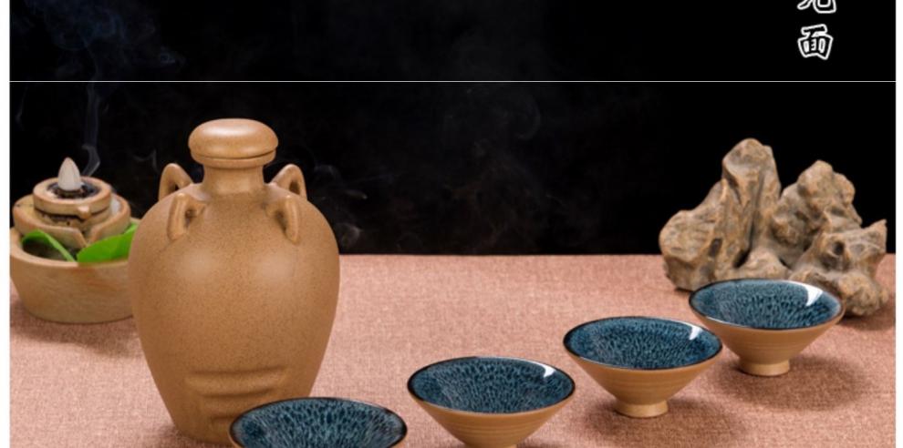 酒碗仿古粗陶酒碗酒壶仿古古代古碗土碗陶瓷小黑碗老式摔酒碗怀旧喝酒