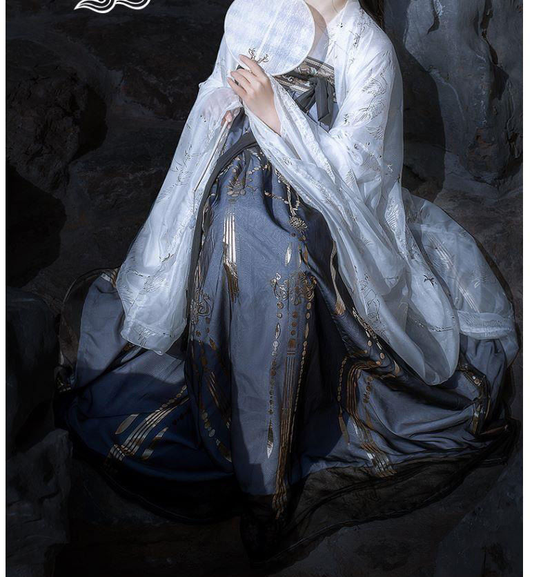 春季新款黑云鹤汉服仙气齐胸襦裙大摆超仙非古装女大袖衫中国风 六米