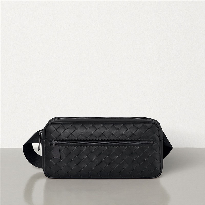 bottegaveneta宝缇嘉bv黑色logo编织胸包腰包斜挎包8984