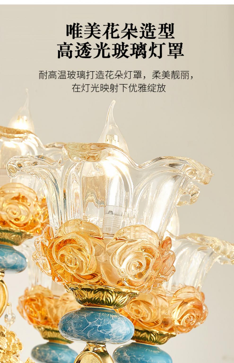 欧普照明欧式吊灯客厅灯法式蓝色陶瓷吊灯卧室餐厅水晶灯18头双层送