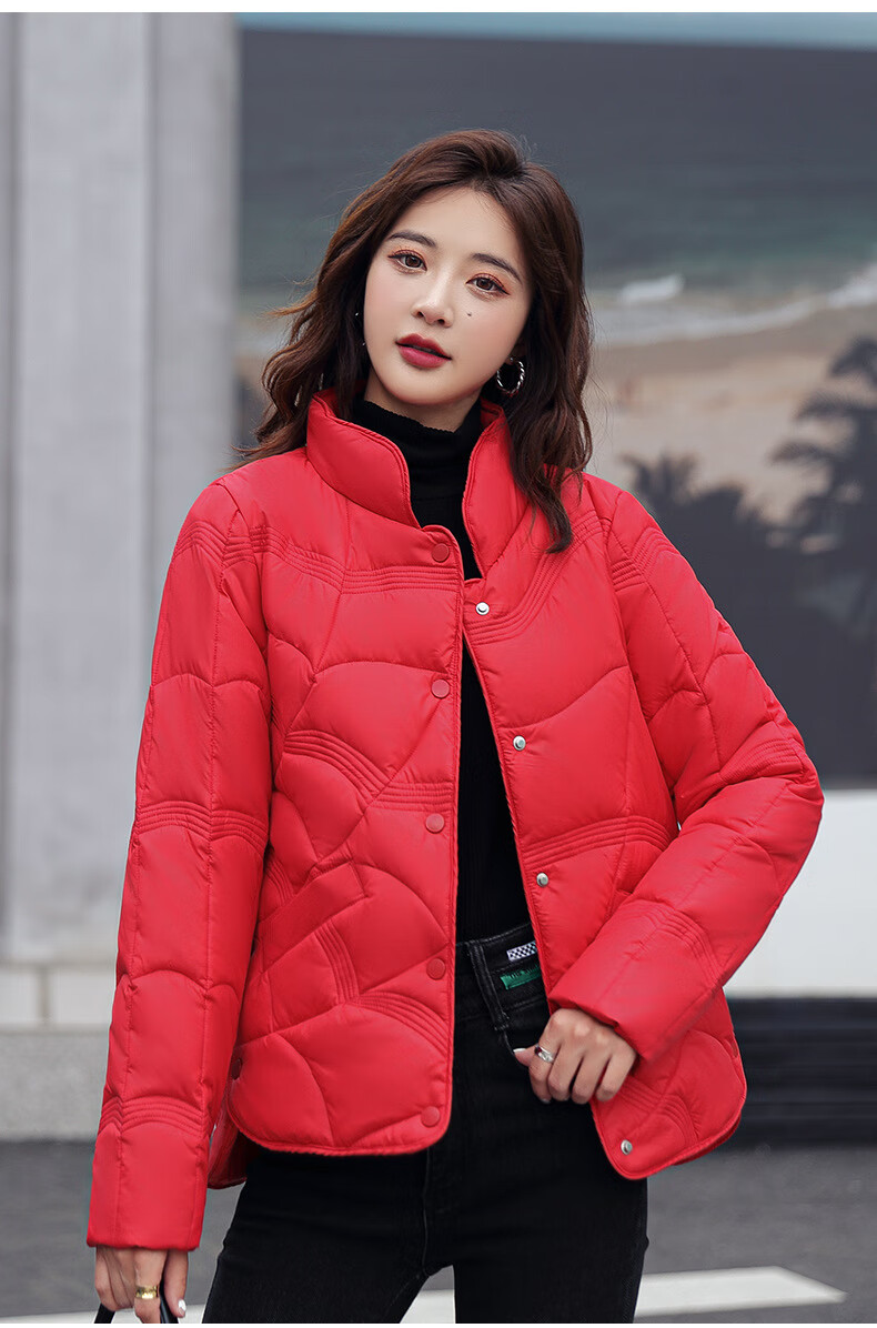 【特价捡漏】雅鹿棉服女2022新品祥云压纹短款时尚立领轻薄棉衣女棉袄