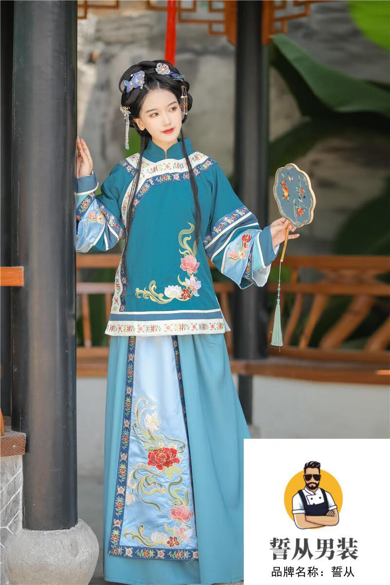 古代服装女清朝旗服复古中式婚礼喜娘服复袖古装格格服摄影中国风晚清