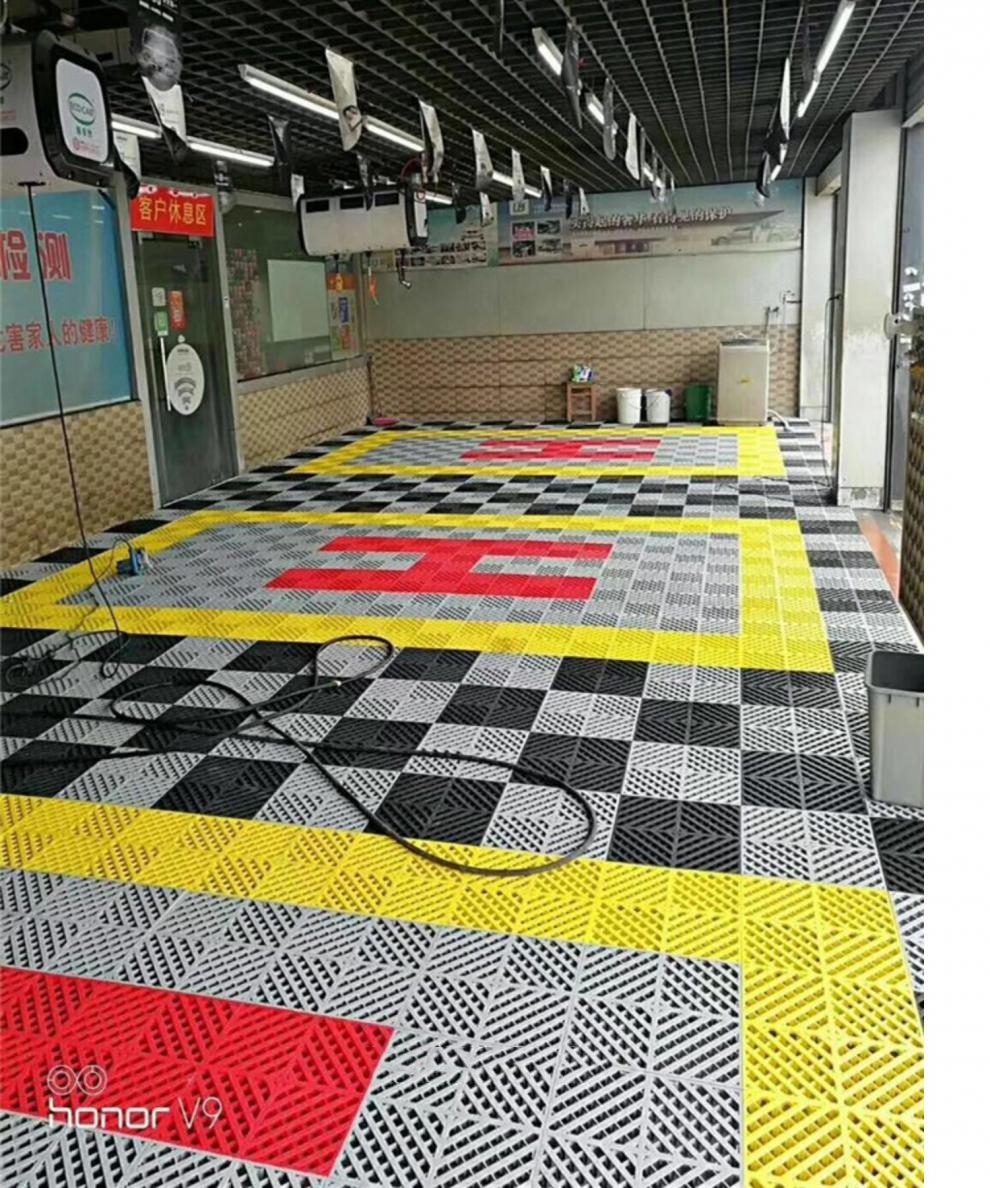洗车房拼接格栅塑料地板排水美容店免挖沟槽4s漏水下水道加厚面网灰色