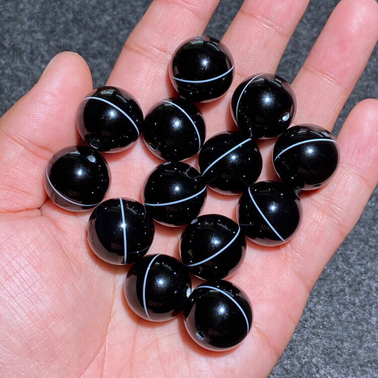 鲤梨 天然黑色一线药师玛瑙顶珠 散珠天珠单颗多宝diy文玩手串手链