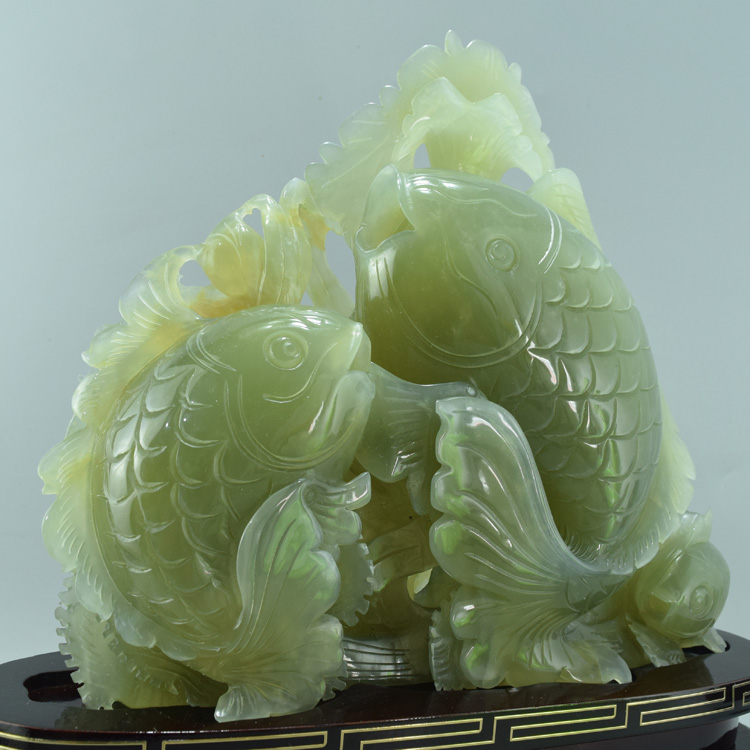 岫玉摆件岫玉鱼摆件辽宁岫岩玉石鱼摆件精品鲤鱼摆件升职礼物 10号