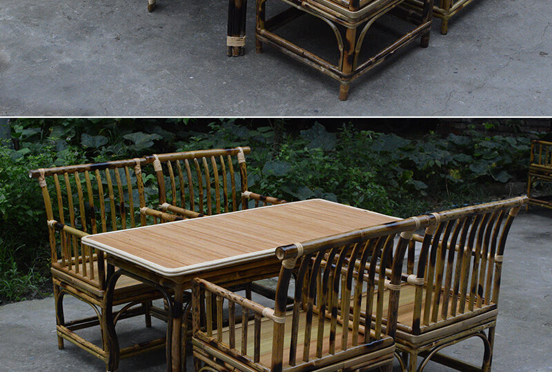 出写 户外竹制桌椅 新中式竹制桌椅户外庭院室内竹桌子竹椅竹编餐桌
