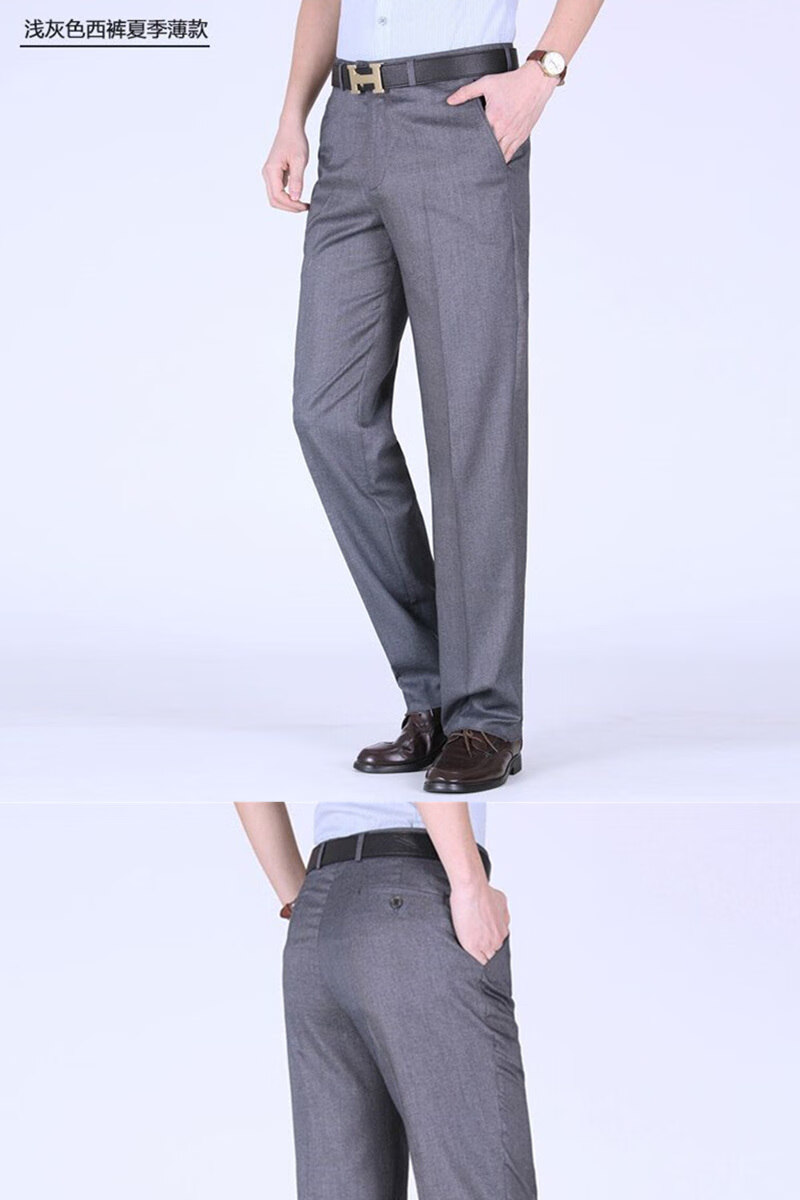 高品质春夏季中老年西裤西装裤男中老年西裤宽松春秋款大码高腰男士