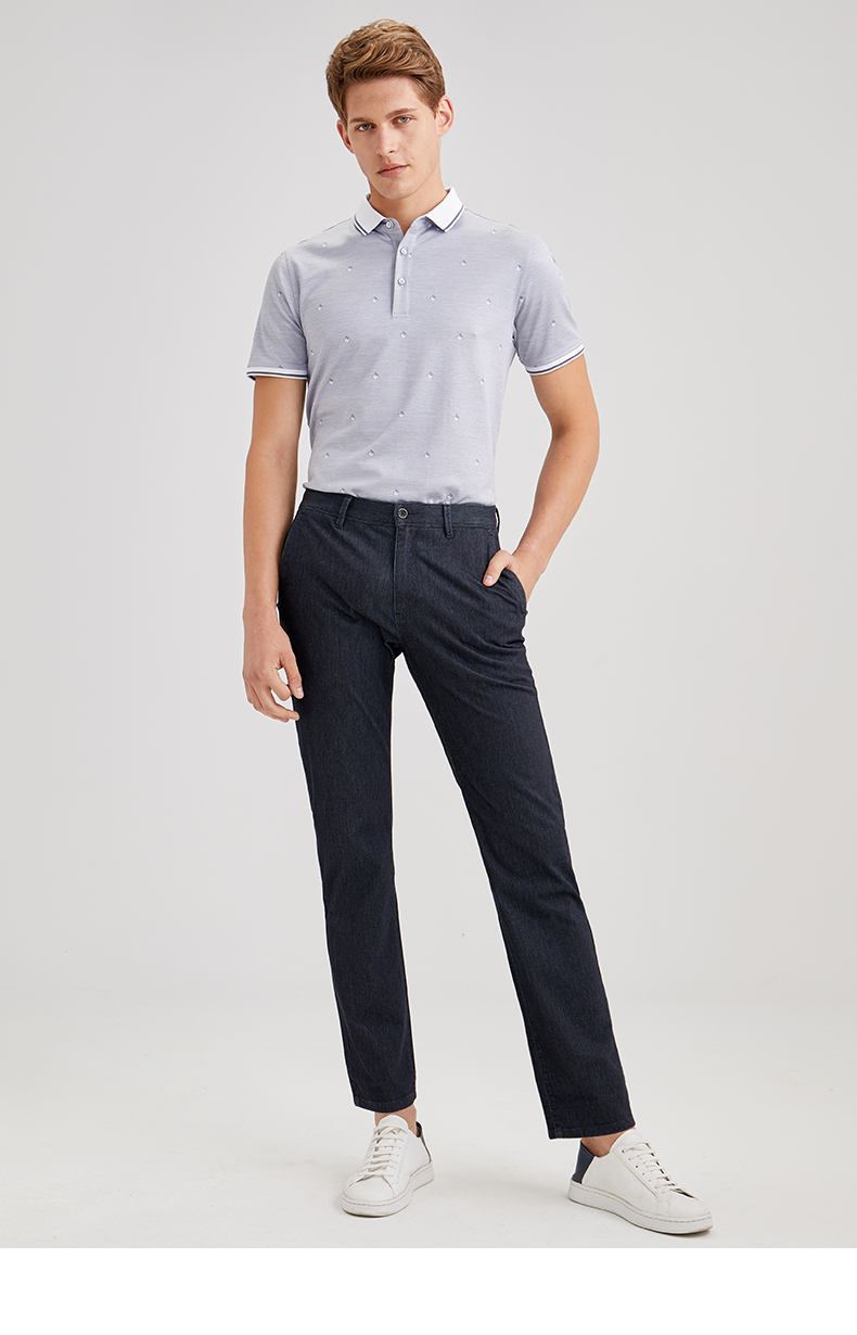 九牧王男装短袖t恤男2020夏季新款纯色透气修身时尚短袖polo衫男夏季