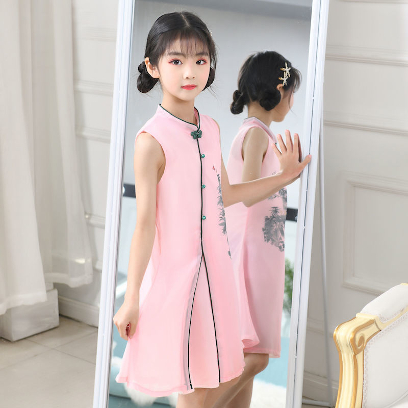 汉立儿童旗袍汉服女童夏季中国风唐装女孩子夏天中大童古装小学生