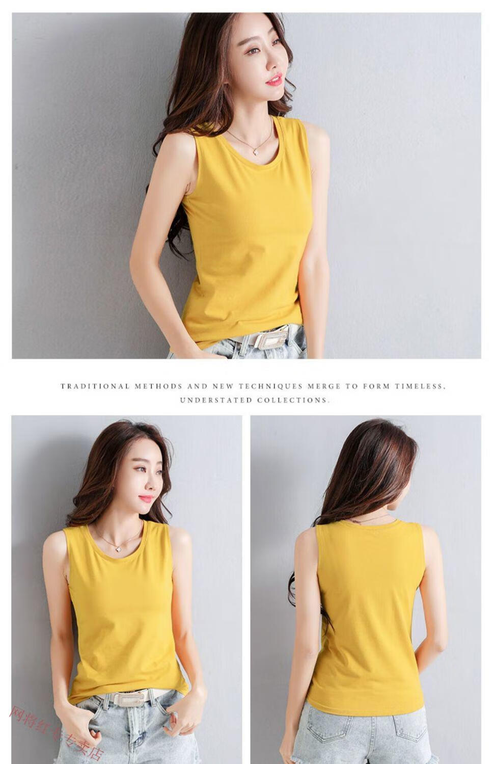 袖打底衫女士坎肩背心纯色棉夏季新款无袖t恤女宽肩女式宽松吊带背心