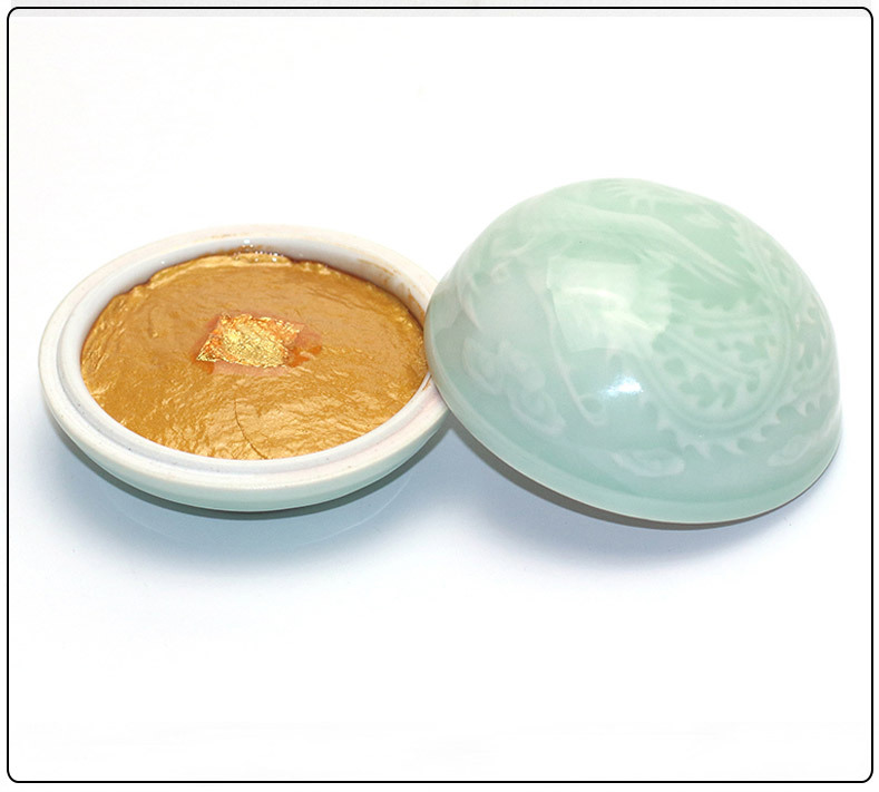 昔允 金色印泥 陶瓷盒锦盒包装书画印泥篆刻石章书法陶瓷印泥 30g
