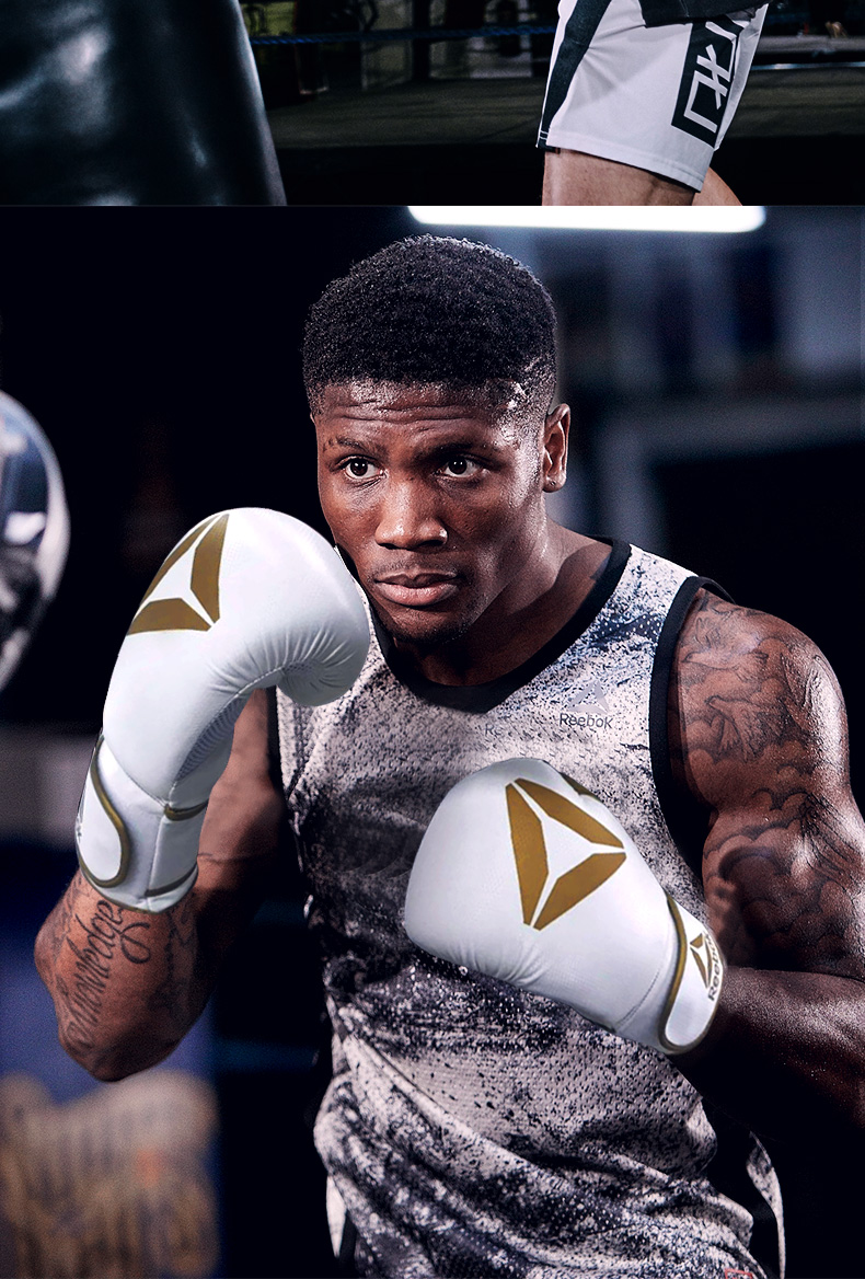 锐步拳击手套男女散打搏击家用工作室ufc拳套打沙袋拳击手套白金色rsc