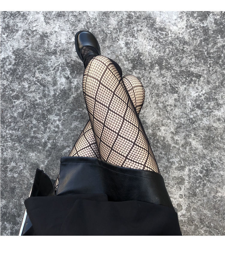 裤黑丝袜女春秋款长袜子ins潮性感黑丝渔网袜黑色蕾丝薄款w黑色大网格