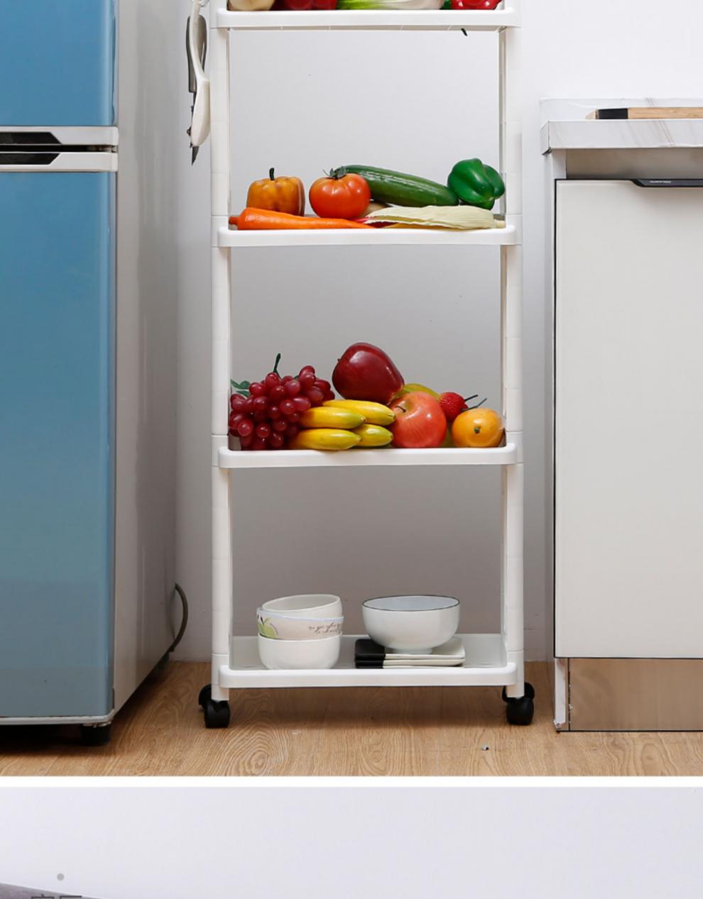 推车置物架可移动厨房夹缝收纳置物架带轮卫生间多层小推车冰箱缝隙窄