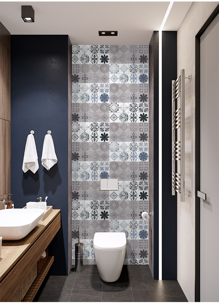 北欧花砖300x600卫生间花片瓷砖 厨房地砖阳台黑白复古艺术墙砖 36h69