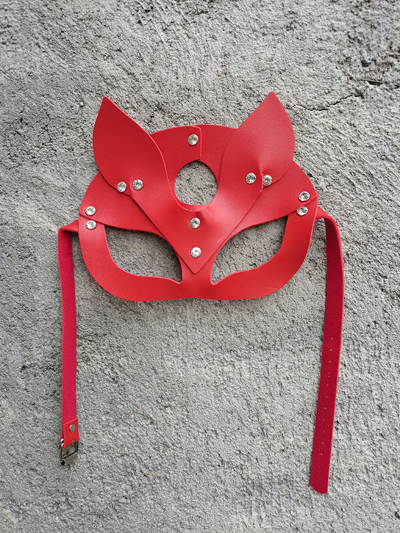 时光巷陌皮革猫女面具哥特性感黑色面罩自拍摄影道具万圣节cos猫耳朵