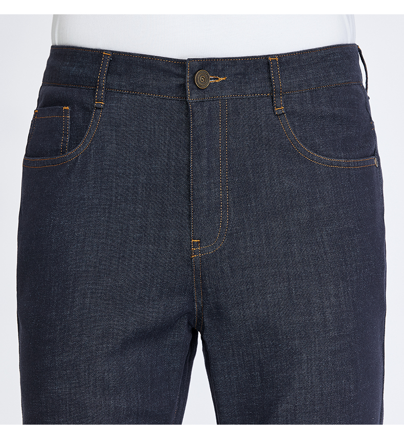 百斯盾 男装宽松牛仔裤 2022春季新款经典时尚弹力直筒垂感男裤 深蓝