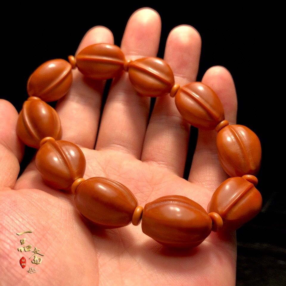 定制梅林铁核鲨鱼背橄榄核手串大籽素核文玩原籽光珠素串原核圆珠素珠