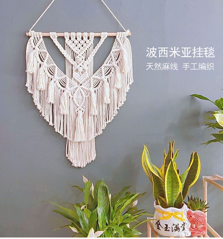 欧流苏挂毯手工编织民宿装饰床头玄关艺术挂饰波西米亚客厅壁毯挂毯k