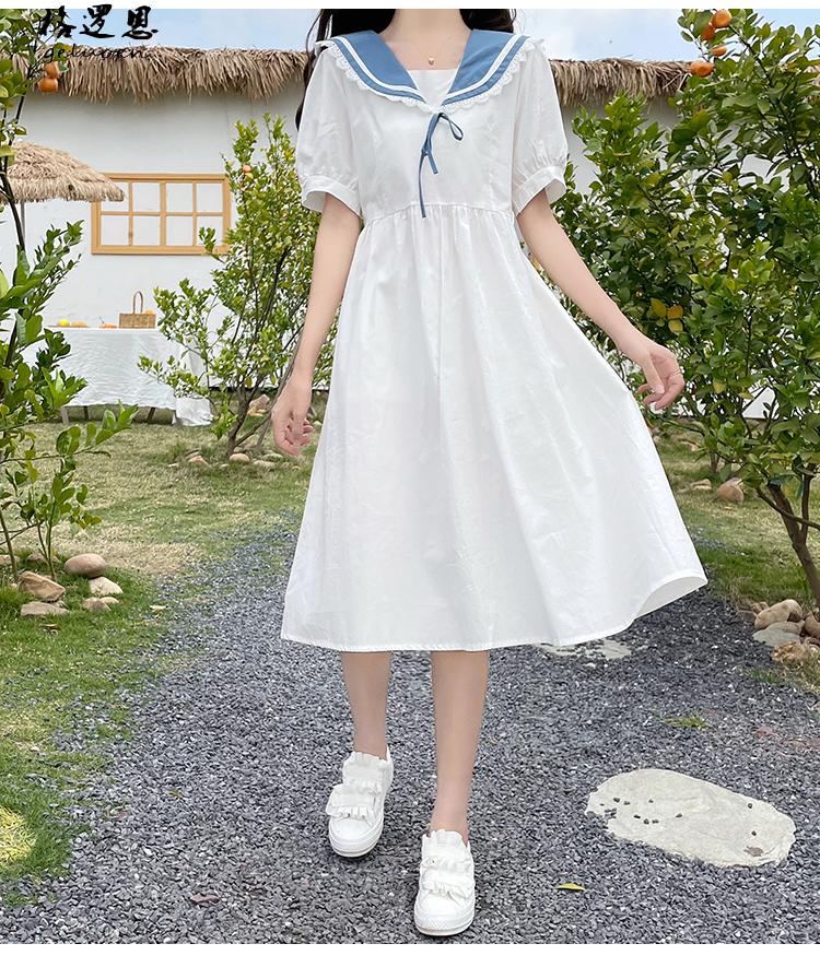 格逻恩夏季少女生裙子夏天短袖连衣裙学生新款衣服22年初中生高中生小