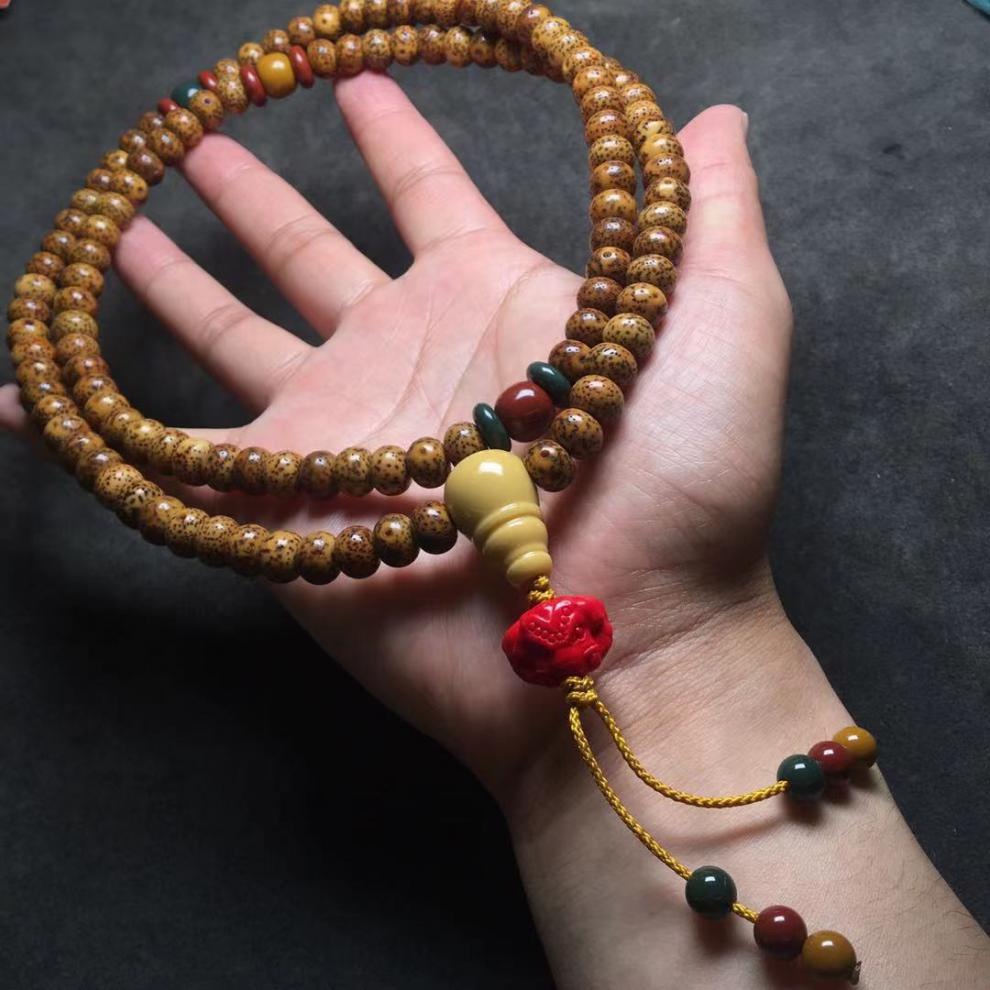 金膏玉玉化料三通一体佛头108手串长串金刚星月菩提配饰 对孔12mm左右